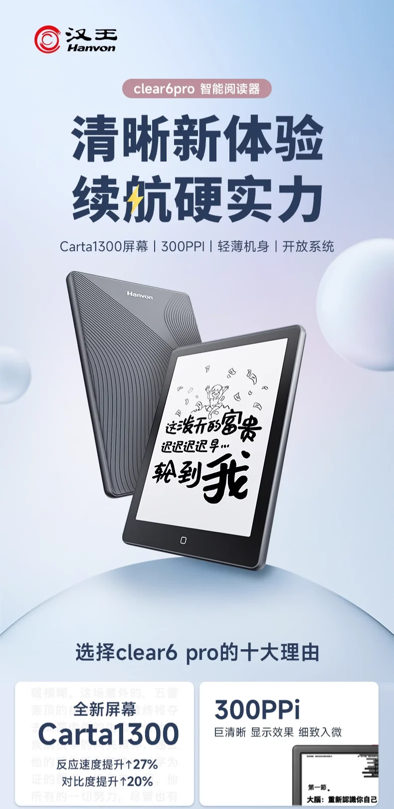 汉王 Clear6 详情页首屏